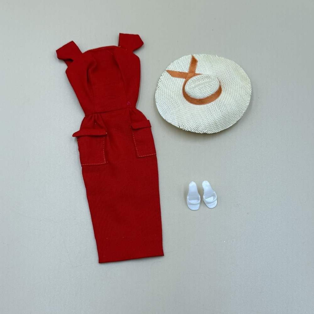 Vintage Barbie Red Sheath Sensation 0986 Hat Shoes Elegant 1960s Retro Mattel